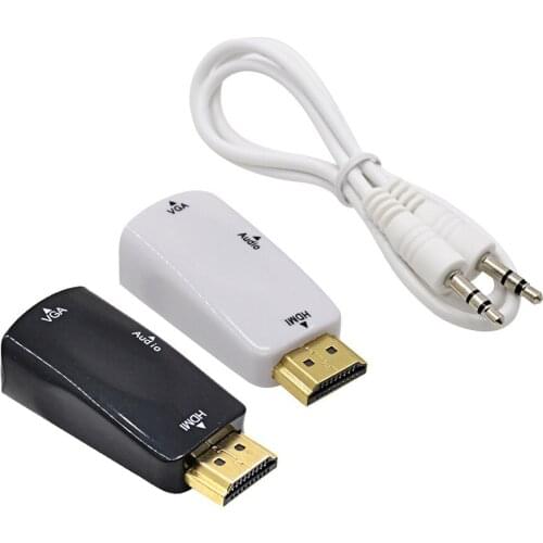 HDMI-compatible to VGA Converter HDMI- 2VGA Connector Adapter + Audio Cable For PC Computer Laptop Desktop Tablet to HDTV