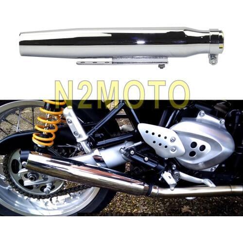 Chrome Motorcycle 415mm Tapered Exhaust Muffler Pipe with Reducer Galvanized Silencer for Harley Cafe Racer Chopper