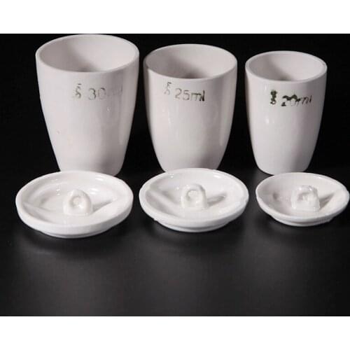 10pcs 20/25/30ml Ceramic volatilization crucible with lid, lab Ceramic crucible for coal quality analysis at high temperature