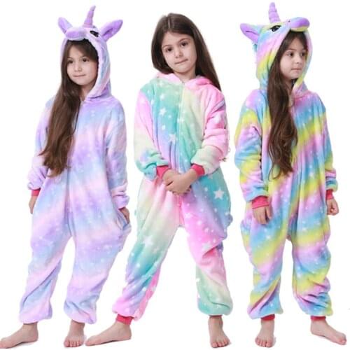 Kigurumi Licorne Children Pajamas Winter Sleepwear Boys Onesies Girls Outfits Set Unicorn Panda Animal Pyjama Kids Baby Pijamas