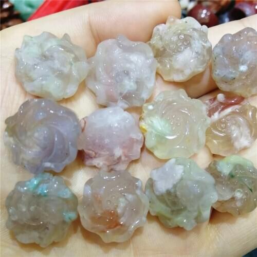 Hot sell new product high quality natural flower agate specimen cute crystal stone carving gorgeous flower for decoration