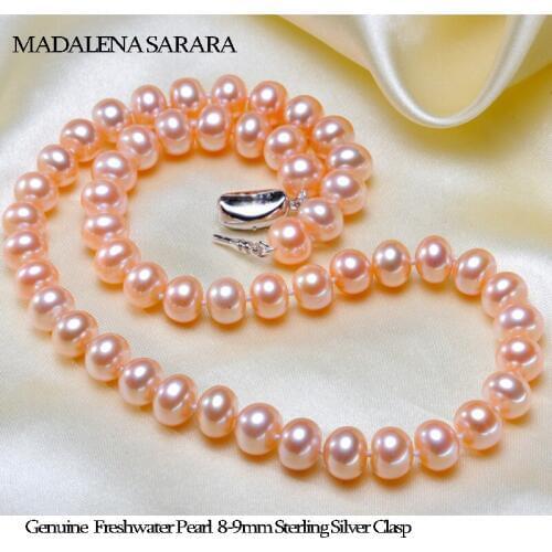 MADALENA SARARA 8-9mm AA Near round Freshwater Pearl Necklace Bracelet and Earring Set For Jewelry Gift