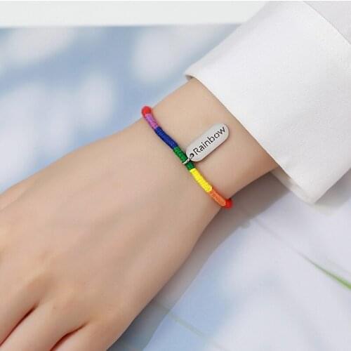 Trendy Rainbow Woven Bracelets Colorful Braided Women Girl Pride Men Couple Friendship Jewelry