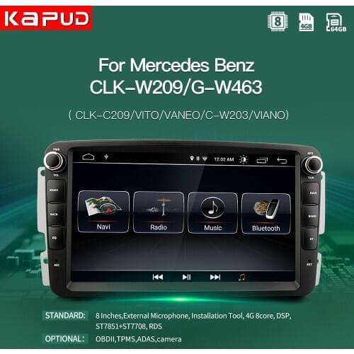Kapud Android 10 Radio Stereo Car Multimedia Player For Mercedes Benz W203 Vito W639 W168 VaneoCLK W209 W210M/Ml Navigation DSP