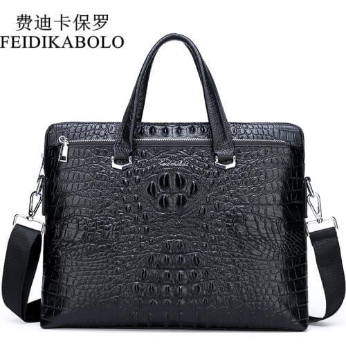 FEIDIKABOLO Luxury Genuine Leather Men Bag Man Business Briefcase High Quality Cow Leather Handbags Male Crossbody Shoulder Bags