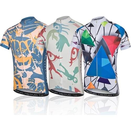 2021 KEYIYUAN Spring Summer Mens Short Sleeve Graffiti Mountain Bike Shirt Uniform Jersey De Carretera Quick Dry