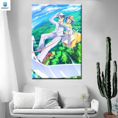 Digital paint by numbers the wind rise diy digital painting by Japan Style anime framed wall art modular painting