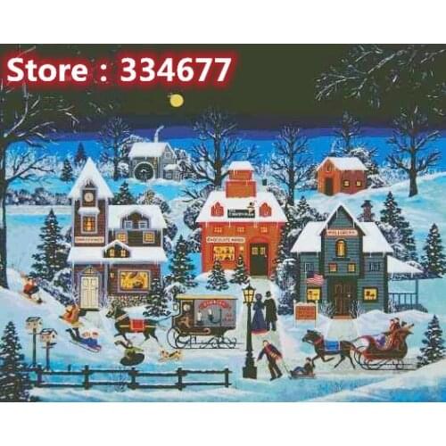 Moonlight Snowy landscape Sewing Kit Top Quality Embroidery Needlework 14CT Unprinted Art Cross Stitch Kits DIY Handmade Decor