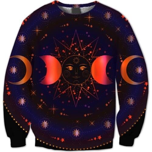 REAL American US SIZE Astrology Spark Change Sublimation Print Plus Size Crew Neck Sweatshirt