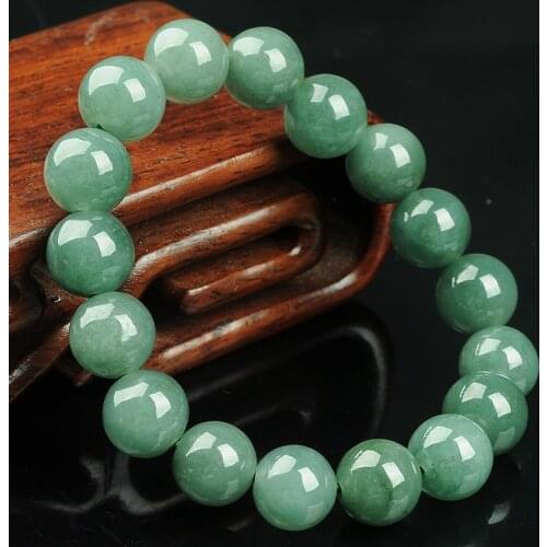 Natural Green Jade Emerald 10mm Beads Bracelet Adjustable Bangle Charm Jewellery Fashion Accessories Hand-Carved Woman Amulet
