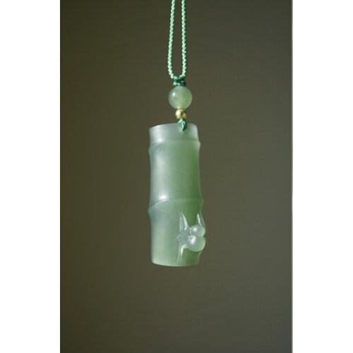 Natural hetian green jade pendant hollow hand carved jade bamboo pendants women men jadeite jade necklace fine jade jewelry