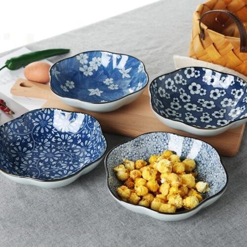 Japanese-Style Creative Irregular Plate Soup Plate Western Dish Wave Lace Plum Plate Ceramic Tableware Household Rice Dish Fruit