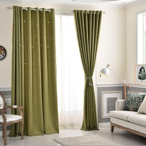 New Fashion Hollow Star Design Fabric Blackout Curtains For Children Kids Room Darkening Room Curtains