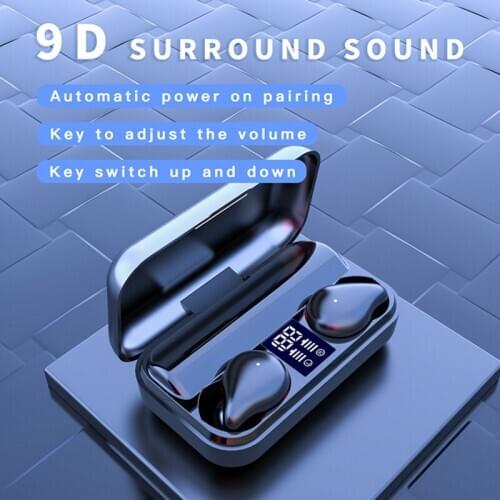 New T11 TWS 5.0 Bluetooth 9D Stereo Wireless Earphone Waterproof Headset Earbuds Support iOS/Android Phones HD Call Headphone
