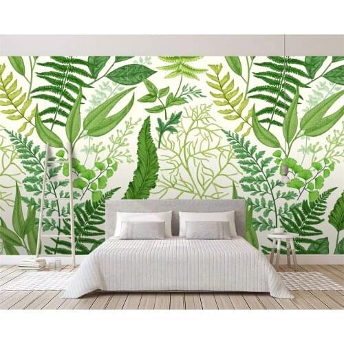 Beibehang custom Papel de parede wallpaper Nordic hand-painted small fresh tropical plants leaves flowers and birds background