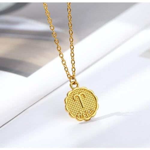 Gold Color 12 Constellation Necklace for Women Zodiac Charm Coin Charm Choker Chain Capricorn Aquarius jewelry 2020 jewelry