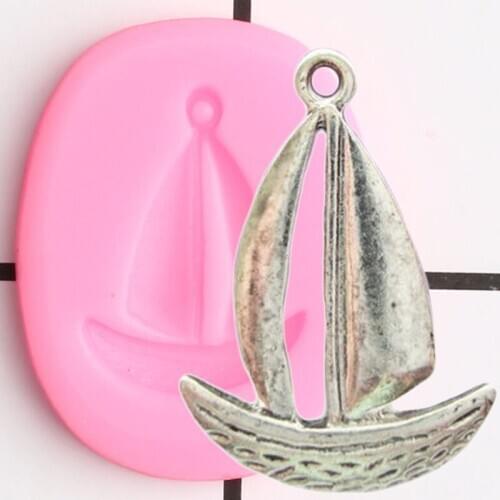 Sailboat Silicone Mold DIY Cupcake Topper Fondant Cake Decorating Tools Resin Clay Jewelry Moulds Candy Chocolate Gumpaste Molds