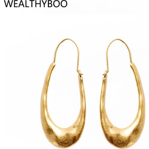Gold Plated Circle Earrings ensitive Ears Stainless Steel Earring Womens Fashion Simple Style oval Earring Smooth