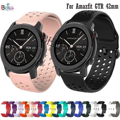 BEHUA 20mm soft Silicone WatchBand For Huami Amazfit GTR 42mm Strap Bracelet WristStrap Wristband belt For Galaxy watch active2