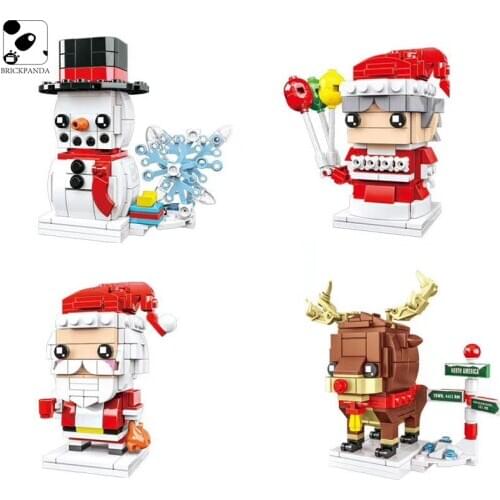 MOC New Year Santa Claus Christmas Snowman Elk Ornaments Decorations Building Block Creator Friends Figures Bricks Toys Gifts