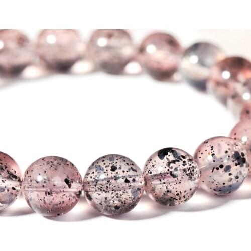 AAA Super 7 pink crystal round 8/9/10/11/12mm Bracelet nature 17cm amaing color black pink Rose Quartz