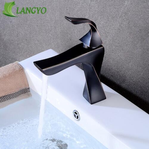 LANGYO 2019 New products Bathroom brass basin faucet Personality black basin mixer Cold and hot water Washbasin faucet tap
