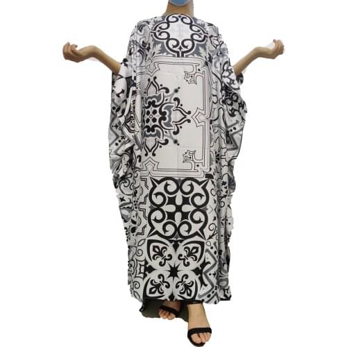 Winni 2021Summer Traditional Ramadan European Floral Bohemian BouBou Dress For Lady Middle East Kuwait Plus Silk Kaftan Dresses