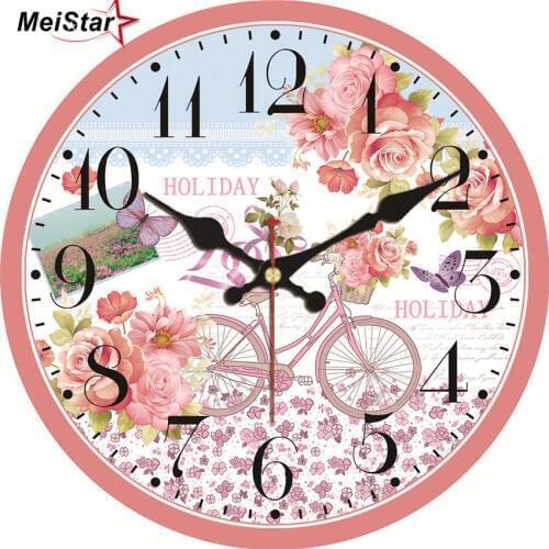 Vintage Pink Clocks Beauty Sweet Design Silent Living Office Cafe Home Wedding Decor Watch Art Large Wall Clock No Ticking Sound