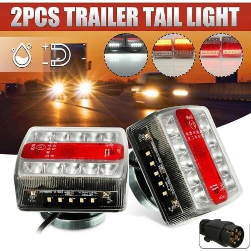 2X Universal 12V 15LED Rear Submersible Trailer Tail Lights Kit Boat Marker Truck campers Taillights Caravan ATV