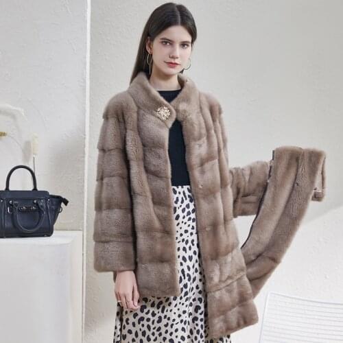 Whole Mink Real Fur Long Slim Removable with zipper Women Coat Autumn Winter Thick Popular Real Mink Fur Jacket