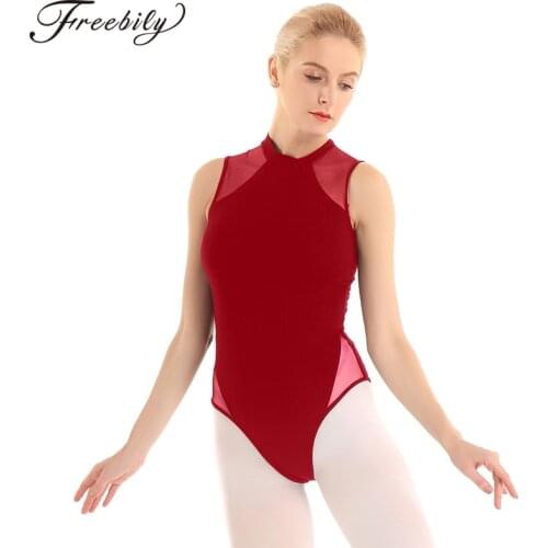 Women Adult Mesh Shoulders Professional Ballet Gymnastics Leotards Performance Competition Dance Costumes Ballerina Bodysuit