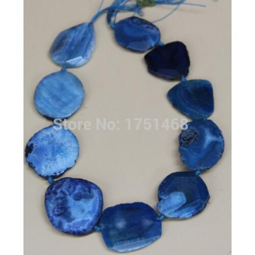 Women Jewelry ,2017 Large Stone Druzy Faceted Stone Necklace Beads Blue Gems statement Bead Pendant Necklace for 2015