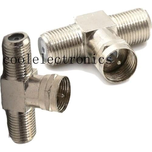 10pcs F Splitter F Male to 2 F female Jack 3 Way RF Coaxia Cable Adapter Connector