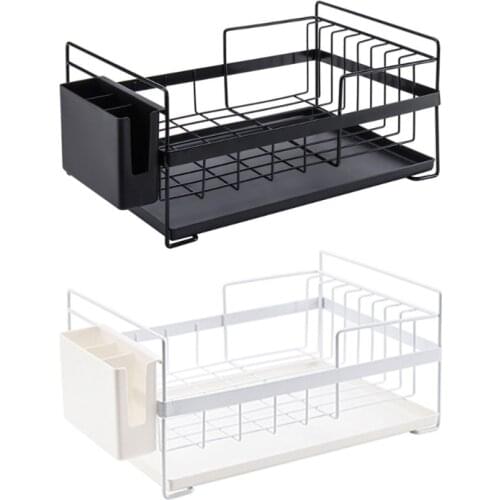 2-Tier Dish Drying Rack Stainless Steel Dish Rack with Removable Drainboard Holder Large Capacity Dish Drainer Kitchen Organizer