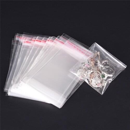 200Pcs/pack Plastic Clear Resealable Jewelry Pouch Cookie Packaging Bag Self-adhesive Envelope Cellophane Bag Bakery Candy Bags