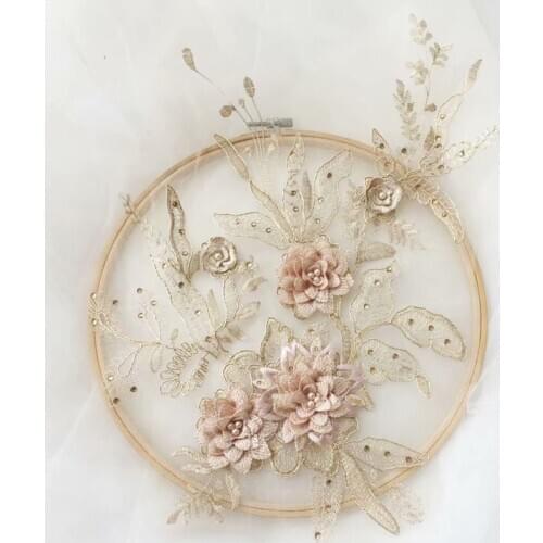 3D Flowers Beads Sequins Appliques Embroidery Mesh Sew On Patch For Wedding Evening Dress Decoration DIY Accessories Nice