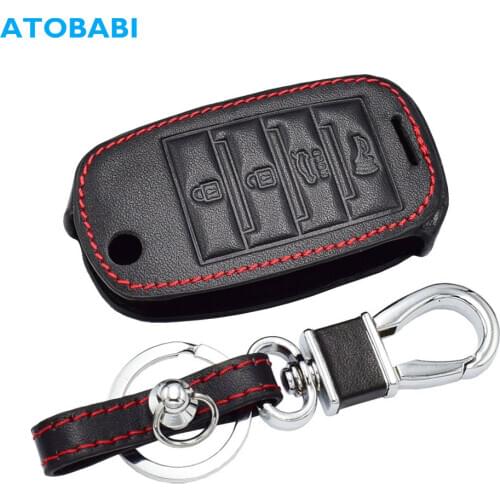 4 Buttons Leather Car Key Case For KIA Cerato K3 Optima K5 Rio Forte Carens Soul Folding Remote Fob Protector Cover Keychain Bag
