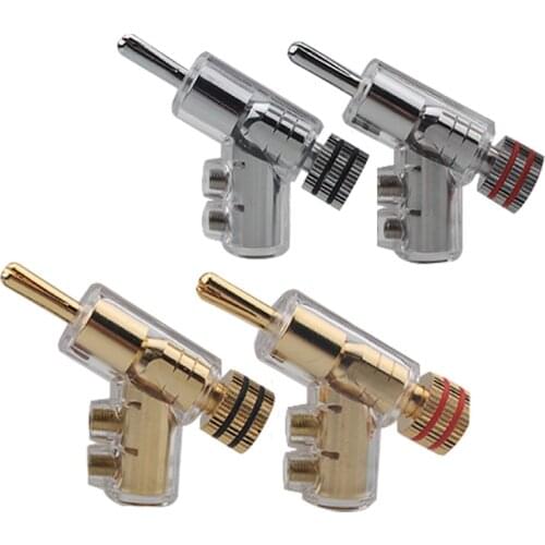 4Pcs Gold Plated Banana Plug Rhodium Plated Audio Adapter HiFi Speaker Banana Lock Connectors