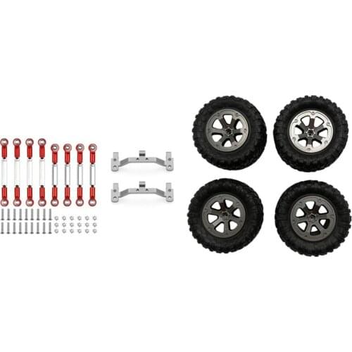 4Pcs Wheels Spare Parts for 1/16 WPL B14 C24 & 1set for MN D90 D91 D96 D99S MN99S MN90 Metal Pull Rod Steering Link Rod