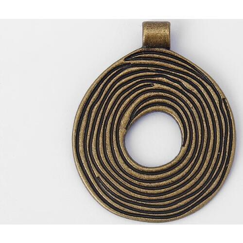 5pcs Antique Bronze Charms Carved Spiral Swirl Large Pendant For Necklace Jewelry Making Findings Material 45x36mm