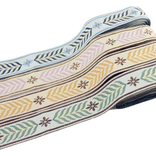 5yards/Lot Width 3.5CM Luxury Lace Fabric Webbing Strap Leaves Embroidery Grosgrain Ribbon For Crafts DIY Handmade Accessory