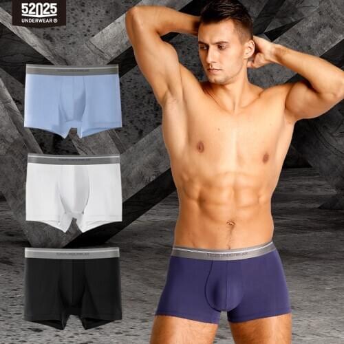 52025 Men Underwear Boxers 3-Pack Soft Silky Modal Comfortable Trunks Seamless Breathable Boxers Boxershorts Men Underwear Sexy