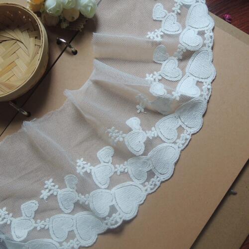 Custom made handmade DIY accessories, lace side peach heart gauze, decorative clothing, wide 13cm