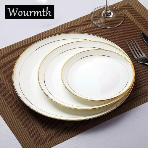 Bone china Western Food Plate & Dish Pasta Plate Simple Pure White Phnom Penh Steak Plate Health and safety Dinner Tableware