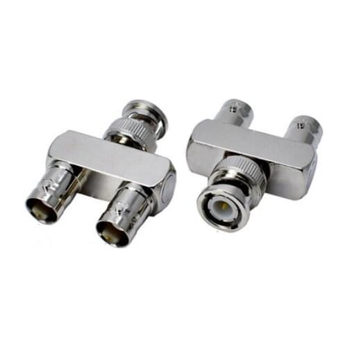 BNC Male Plug To Two 2 BNC Female Jack Triple Y RF Connector Adapter For CCTV Surveillance System