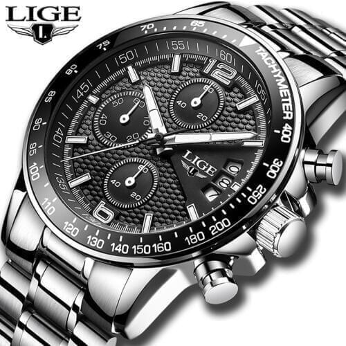 2019 LIGE Mens Watches Top Brand Luxury Stopwatch Sports Waterproof Quartz Watch Man Fashion Business Clock relogio masculino