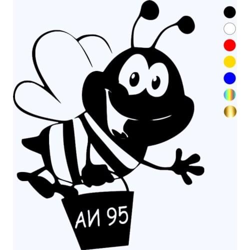 CK2214#9.2*12cm Bee on the tank car sticker vinyl decal silver/black car auto stickers for car bumper window car decoration