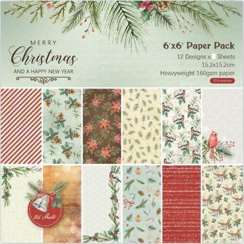 KLJUYP 12 Sheets Merry Christmas Scrapbooking Pads Paper Origami Art Background Paper Card Making DIY Scrapbook Paper Craft