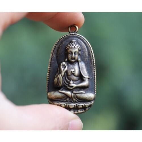 Pure Bronze Eight patron saints Chinese Zodiac "Dog" and "Boar" Amitayus Buddha Amulet Pendant Lucky Buddha Pendant