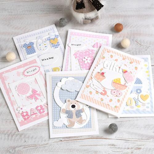 Cute new baby card kit for beginner 6 card decoupage kit complete card making